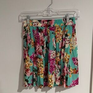 Brandy Melville Floral Mini Skirt - Teal and Pink